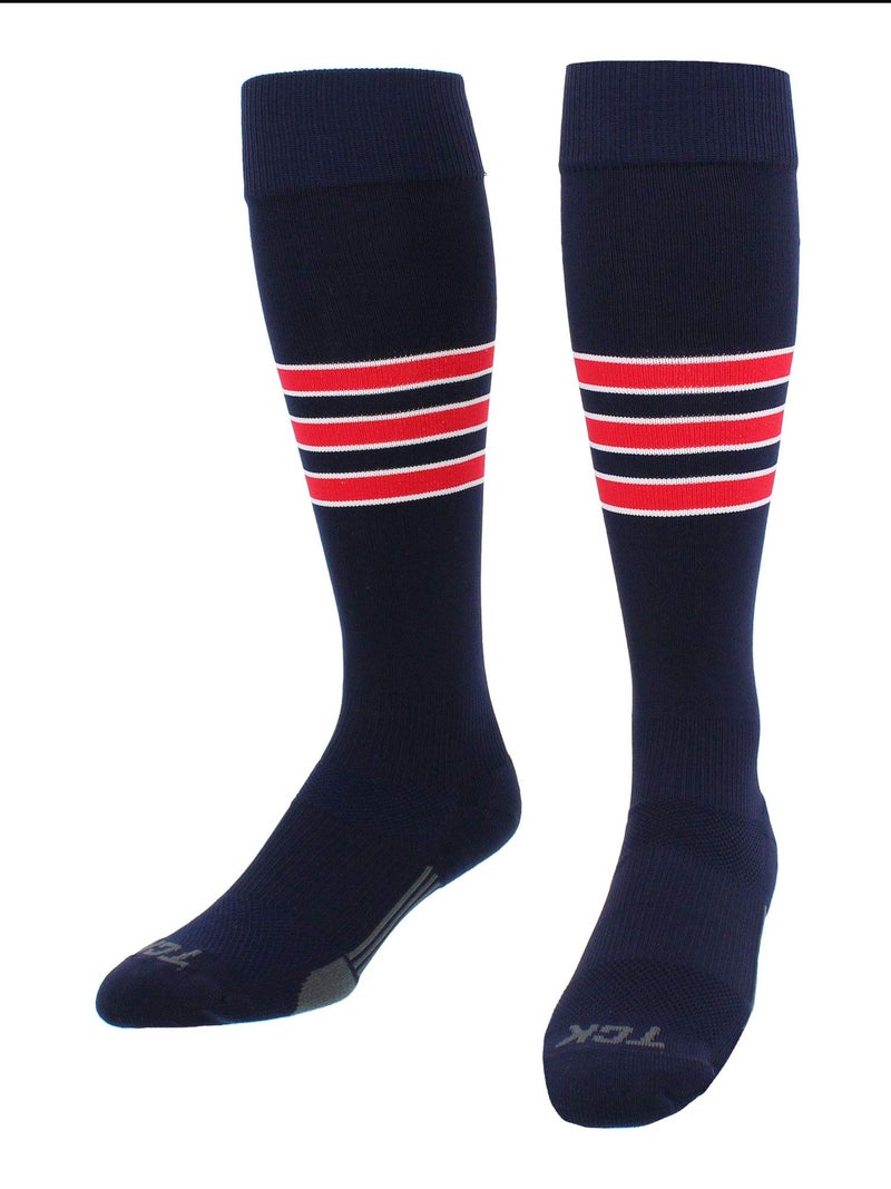 TCK Performance Baseball/Softball Socks Pattern D (Navy/White/Scarlet, Medium) - Image 2